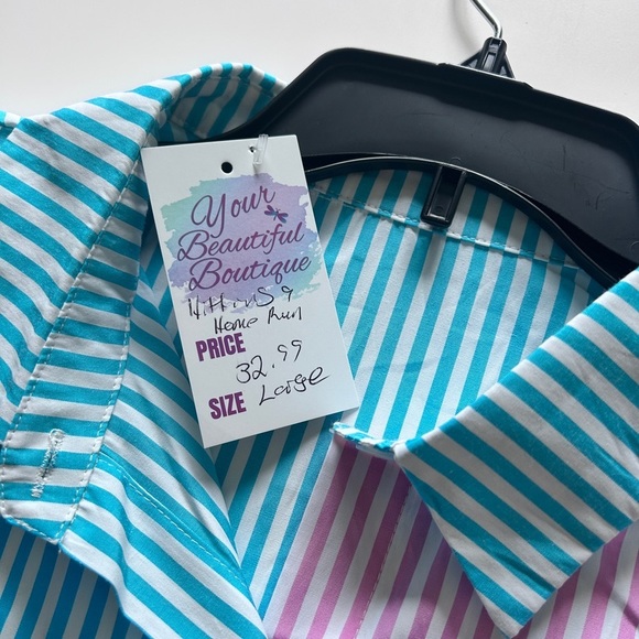 Women’s Button Down Shirt NWT Large Teal/Pink - Picture 10 of 10